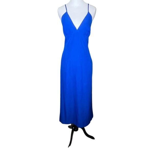 *NWOT BARDOT Blue Tie Open Strappy Back Slit in Back Midi Dress – Sz 12 - Picture 5 of 6